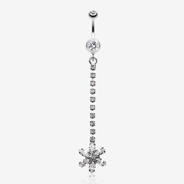 Flower Journey Gem Sparkle Belly Ring-Clear Gem